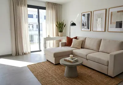 Modern corner sofa with a practical bed function and built-in storage. The chaise can be configured