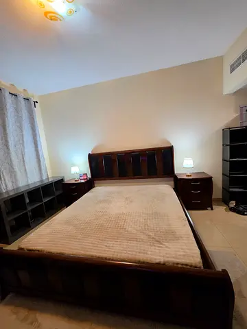 Solid Wood Double Bed with Matching Nightstands 4 Door Wardrobe - Good Condition, Urgent sale.