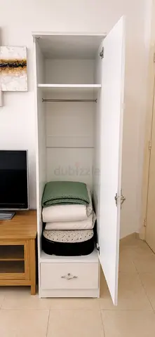 White Single-Door Wardrobe with Drawer - Good Condition