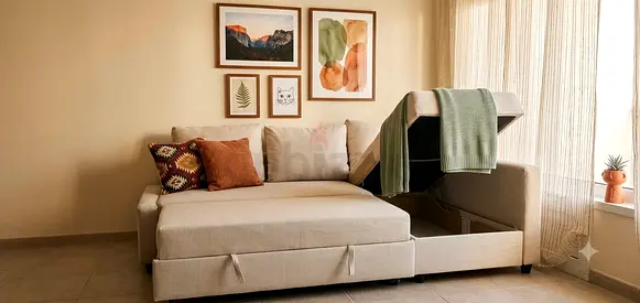 Premium-style corner sofa bed with soft cushions, wide seating space, easy bed conversion, and a lar