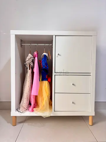 Customized White Baby Dresser with Hanging Rail and Drawers - Compact