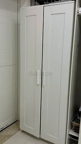 White Tall 2-Door Wardrobe / Storage Cabinet - Good Condition