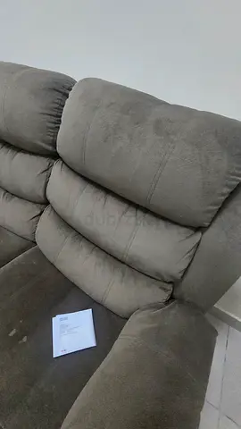 Used 3-Seater Fabric Sofa in Grey/Olive - Comfortable and Sturdy