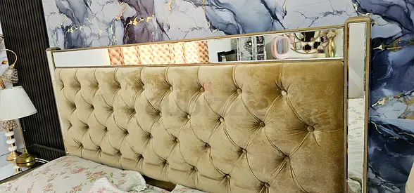 Casablanca King Bed 180x210 cm - Gold Mirrored Frame