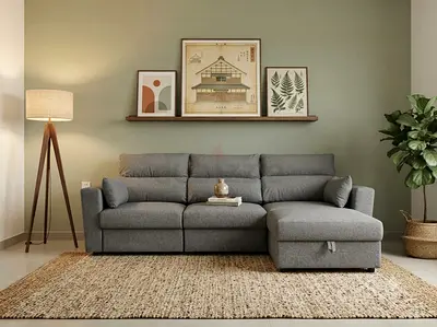 Modern Grey Sofa Bed with Storage
Soft Cushions
Left or Right Side Setup
Size: 250 × 160 cm