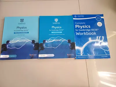 Set of 3 Cambridge Oxford IGCSE Physics Course Book + 2 Workbooks