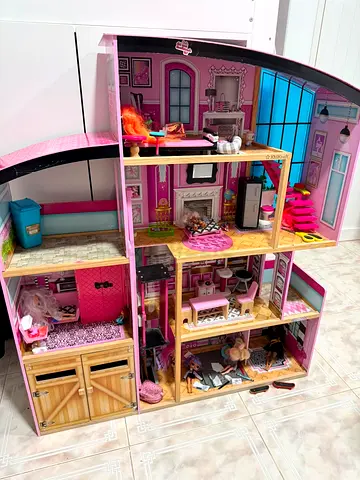 Large 3-Storey Wooden Dollhouse with Furniture and Accessories