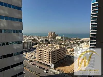غرفة وصالة فارغة | إطلالة بحرية جزئية | مساحة واسعة | أبراج عجمان ون