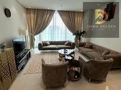 Two bedrooms and a master living room for rent, with three bathrooms and a balcony, fully furnished,