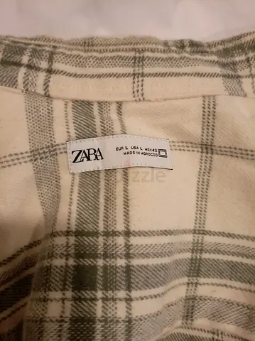 Zara Men’s Plaid Flannel Button-Up Heavy Overshirt Jacket - Green/Cream / Size Large
