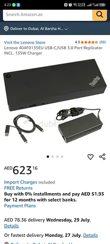 Lenovo 135W USB-C/USB 3.0 4-Port Replicator Dock