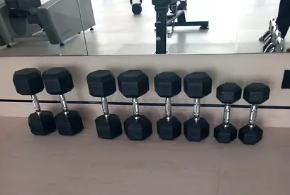 Set of Hex Rubber Dumbbells (Pair of Various Weights) - Good Condition