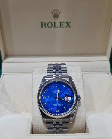 ROLEX 18K/SS DATEJUST 36MM RARE SPECIAL ORIGINAL BLUISH ANNIVERSARY DIAL