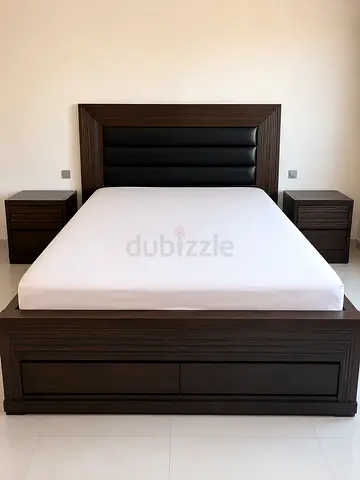 Super King Bed Set for Sale including mattress, 2 side tables with lamp,dressing table with stool