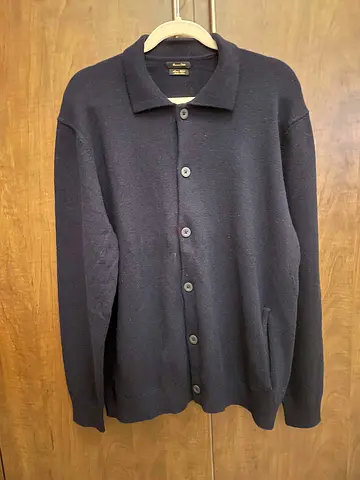 Massimo Dutti 100% cotton knit cardigan with polo collar