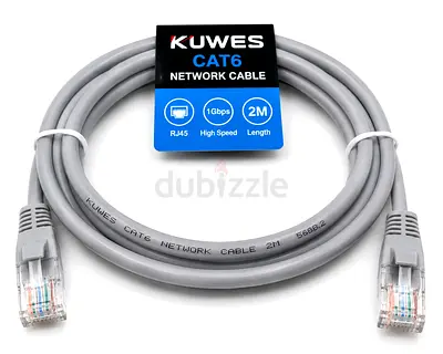 KUWES CAT6 Ethernet Cable RJ45 2M - High Speed 1Gbps, Grey