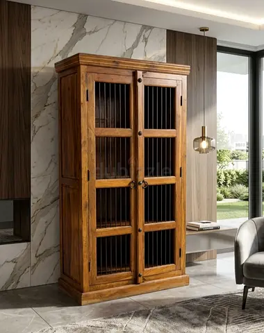 Solid Wood Vintage Display Cabinet / Pantry Cupboard - Good Condition