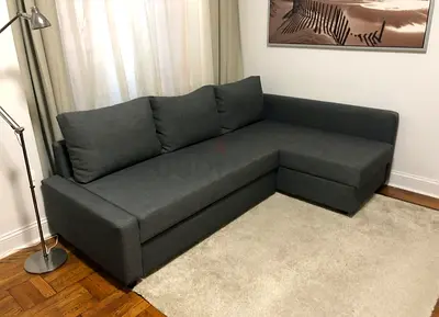 Gray L-shaped Sofa with Storage Chaise - Good Condition