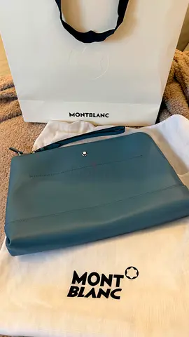 Montblanc leather clutch / pouch in blue — excellent condition