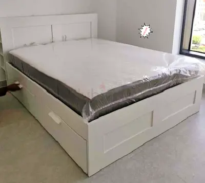 IKEA brimness king size bed with headboard+ 4 big storage drawers underneath with IKEA mattress