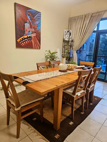 Solid Wood Dining Table with 6 Chairs seats included - Rustic Pine Set