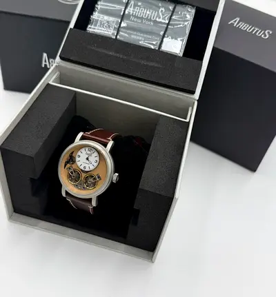 Arbutus Automatic Mechanical Mens Watch with Brown Leather Strap - Boxed