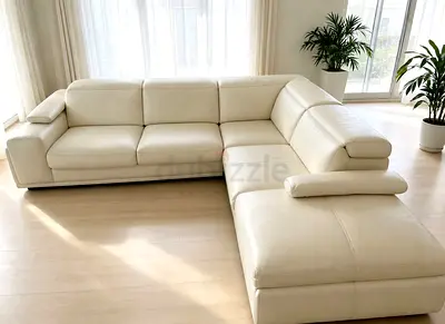 Sofa Marina White Leather L Shape