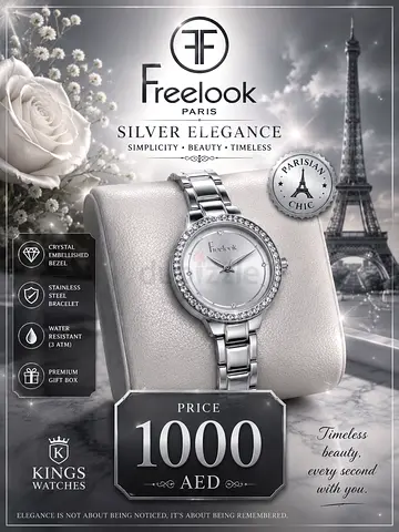 Freelook Paris ladies silver wristwatch with box - good condition