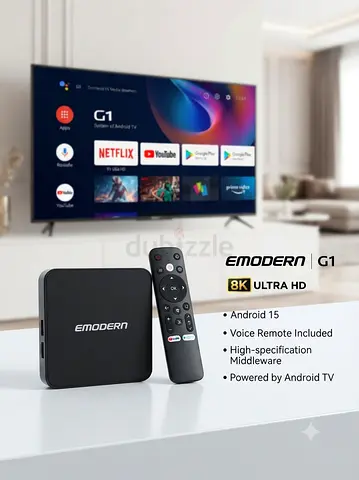 EMODERN G1 Android TV Box 8K Ultra HD with Voice Remote