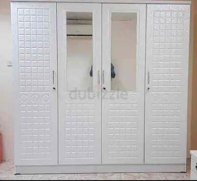 White 4-Door Wardrobe with Mirrors - Good Condition