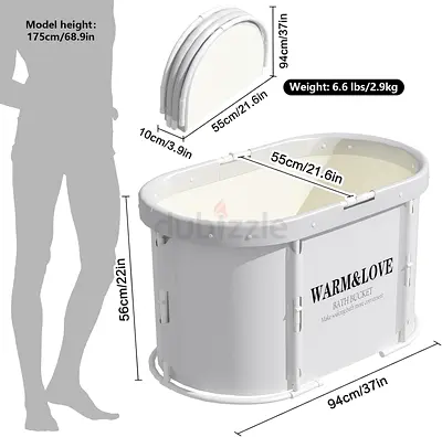 Portable Bathtub For Shower Stall, Large Foldable Soaking Bathing Tub for Adults, Separate Family