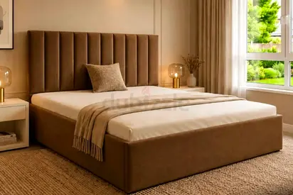 Brend New fabric wooden King size 180x200 Bed with Madical Matress Available
