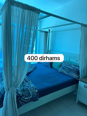 King Size White Canopy Bed Frame with Curtains | Excellent Condition