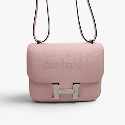 HERMÈS CONSTANCE 18 IN ROSE CHÈVRE LEATHER WITH PALLADIUM HARDWARE