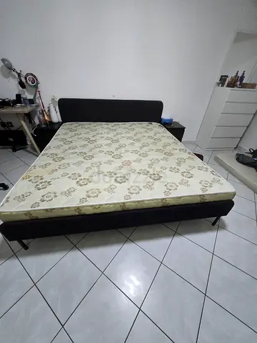 Queen size bed frame with mattress - good condition