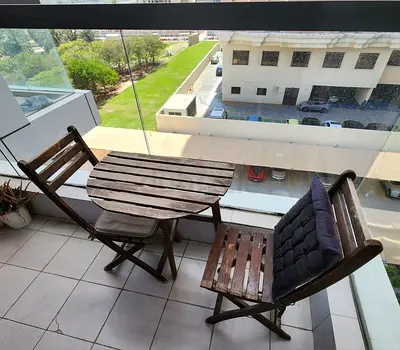 Used wooden balcony bistro set - foldable table + 2 chairs