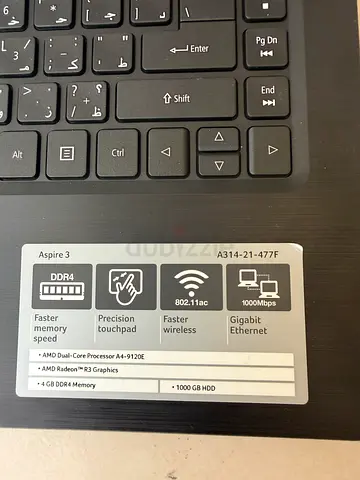 Acer Aspire 3 laptop - Intel Core i3, 4GB RAM, 1TB HDD