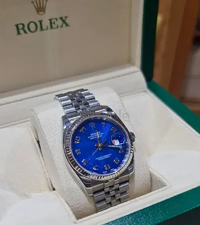 ROLEX 18K/SS DATEJUST 36MM RARE SPECIAL ORIGINAL BLUISH ANNIVERSARY DIAL