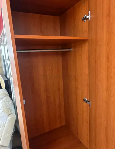 Single Door Wooden Wardrobe Cabinet | Compact Storage Cupboard | Brown