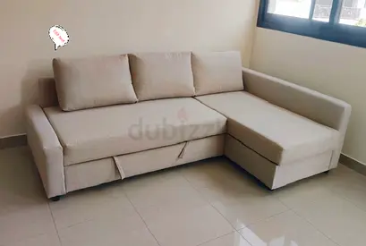 IKEA L Shape Sofa cum bed with big storage and you can fix the storage left or right anyside you wan