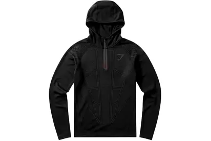 Gymshark Mens onyx Black Hoodie 1/4 zip - Size S