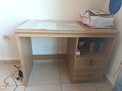 Compact wooden study desk with drawers - light oak finish