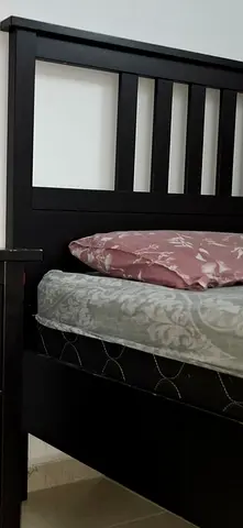 Solid Dark Wood King Bed Frame with Headboard free Mattress
