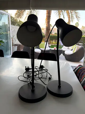 Pair of black adjustable desk lamps - very good condition