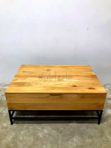 solid wood storage pop-up coffee table
