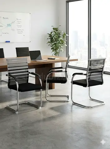 Mesh Visitor/Conference Chair set with Chrome Frame