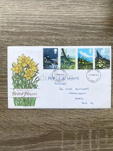 First Day Cover – British Flowers Daffodils Stamp Cover (Used)