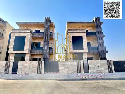 فيلا فاخرة للبيع | 6 غرف ماستر | طابق أرضي + أول + رووف | واجهة حجر | الياسمين – عجمان |