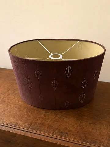 Brown Velvet Fabric Drum Lampshade (Large) - Good Condition