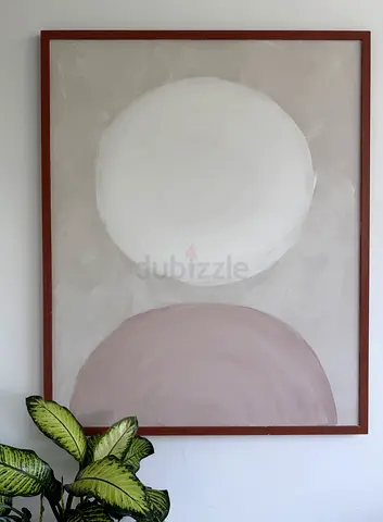 Large Modern Abstract Wall Art with Wooden Frame – 63 x 51
